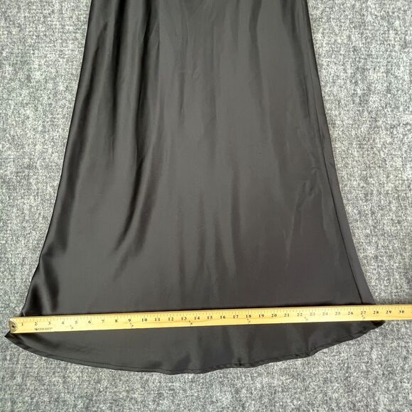 Aaron & Amber Skirt Women's M Fit & Flare Black Silky Fabric Elastic Waist - Picture 9 of 11